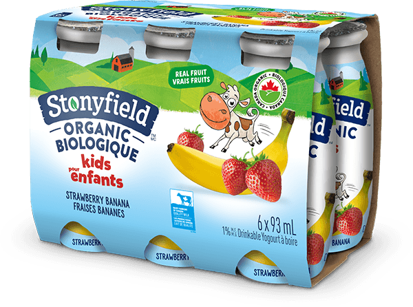 Stonyfield Organic Kids Drinkable Yogourt Strawberry Banana