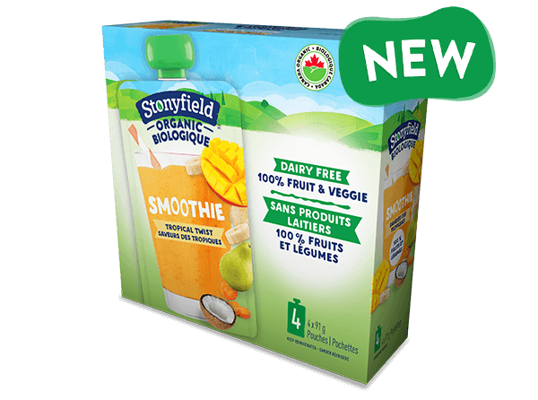 NEW Stonyfield Organic Fruit & Veggie Pouch Tropical Twist Smoothie