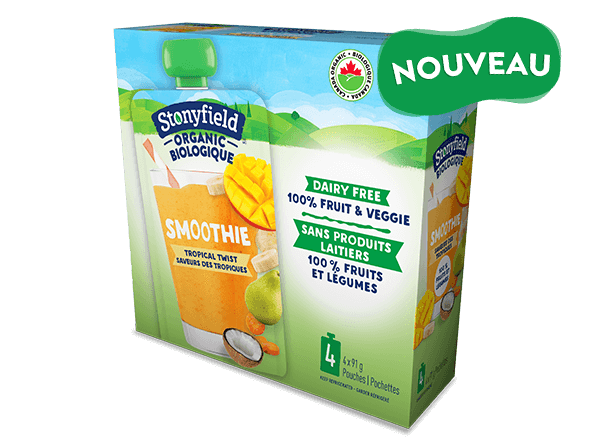 NOUVEAU Smoothie végétal Stonyfield Biologique Saveurs des Tropiques
